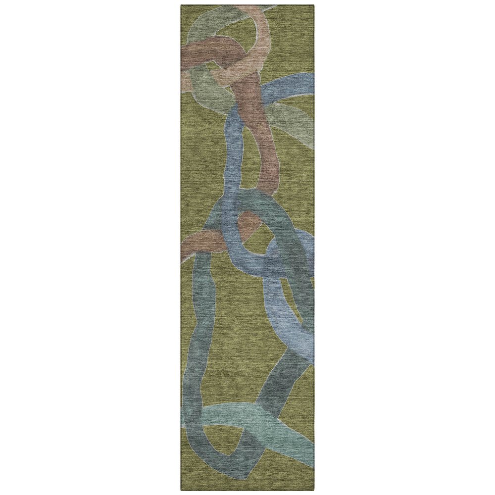 Machine Washable Indoor/Outdoor Chantille ACN2394 Green 2'3" x 7'6" Runner Rug. Picture 1