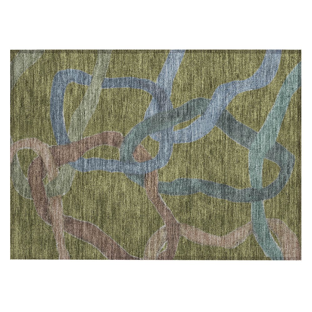 Machine Washable Indoor/Outdoor Chantille ACN2394 Green 1'8" x 2'6" Rug. Picture 1
