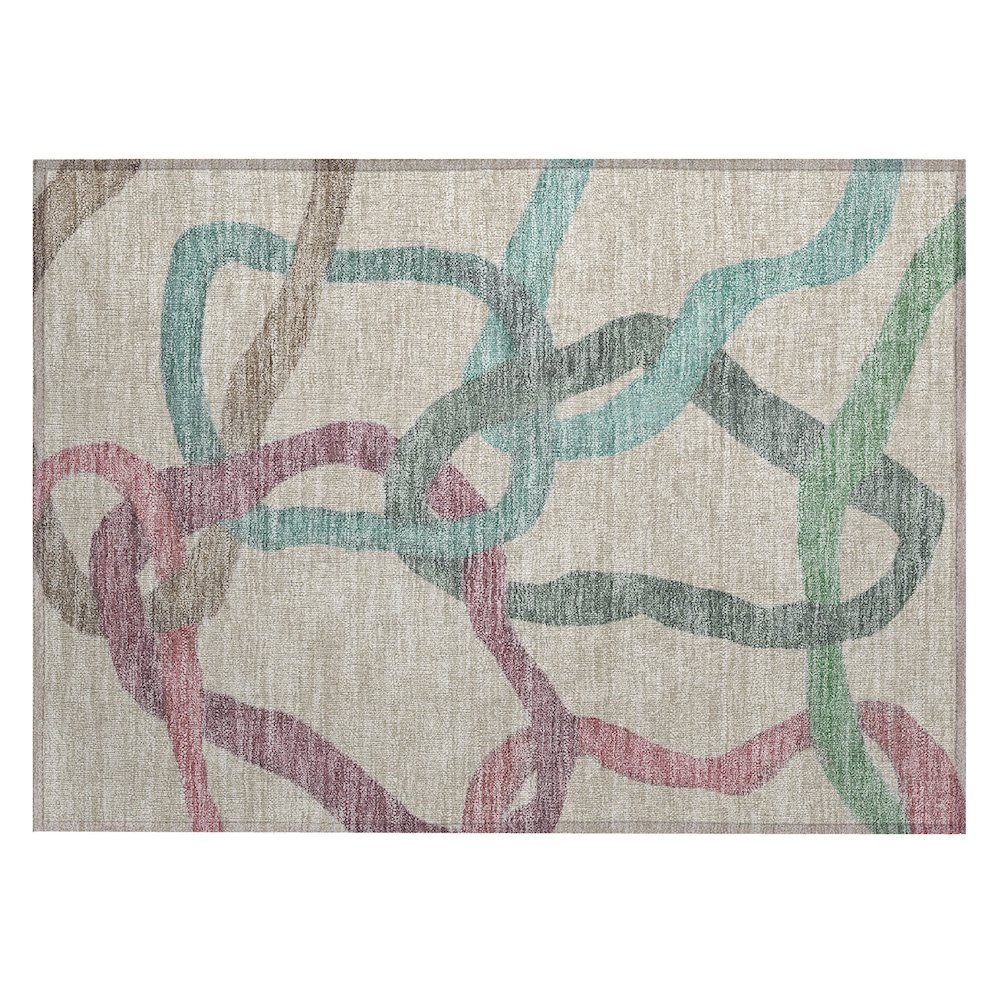 Machine Washable Indoor/Outdoor Chantille ACN2394 Brown 1'8" x 2'6" Rug. Picture 1