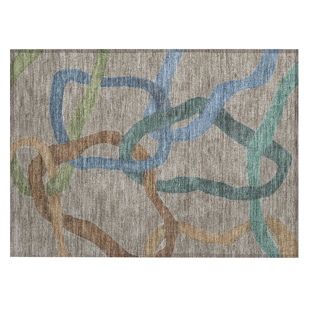 Machine Washable Indoor/Outdoor Chantille ACN2394 Brown 1'8" x 2'6" Rug. Picture 1