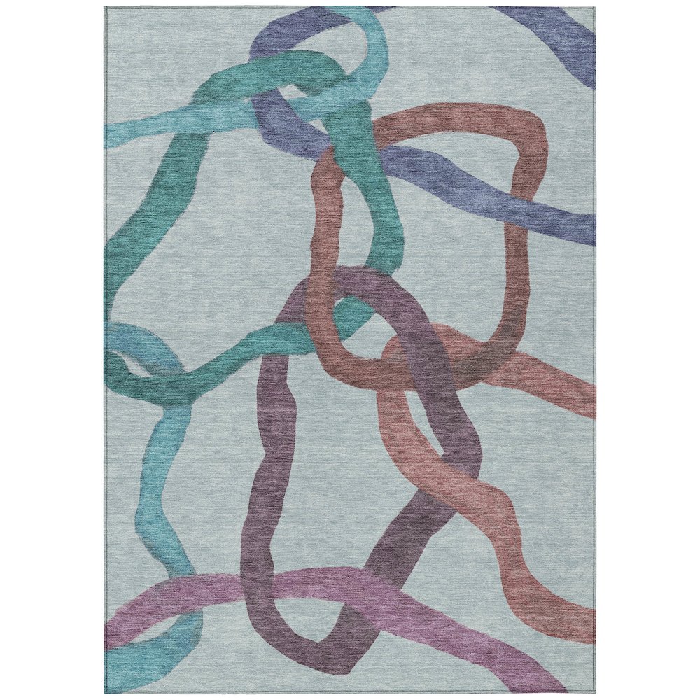 Machine Washable Indoor/Outdoor Chantille ACN2394 Teal 2'6" x 3'10" Rug. Picture 1