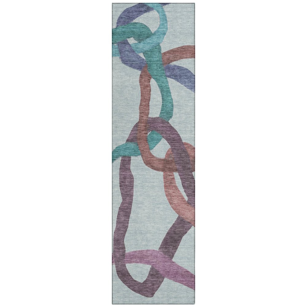 Machine Washable Indoor/Outdoor Chantille ACN2394 Teal 2'3" x 7'6" Runner Rug. Picture 1