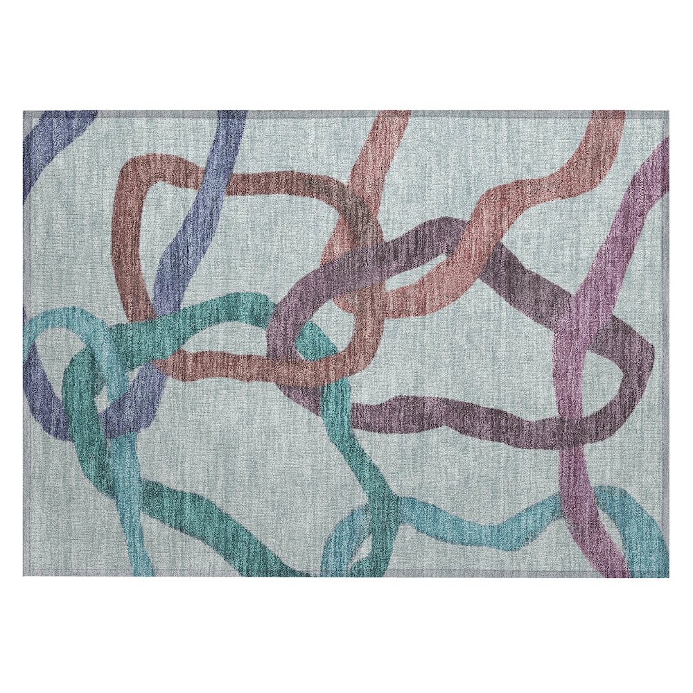 Machine Washable Indoor/Outdoor Chantille ACN2394 Teal 1'8" x 2'6" Rug. Picture 1
