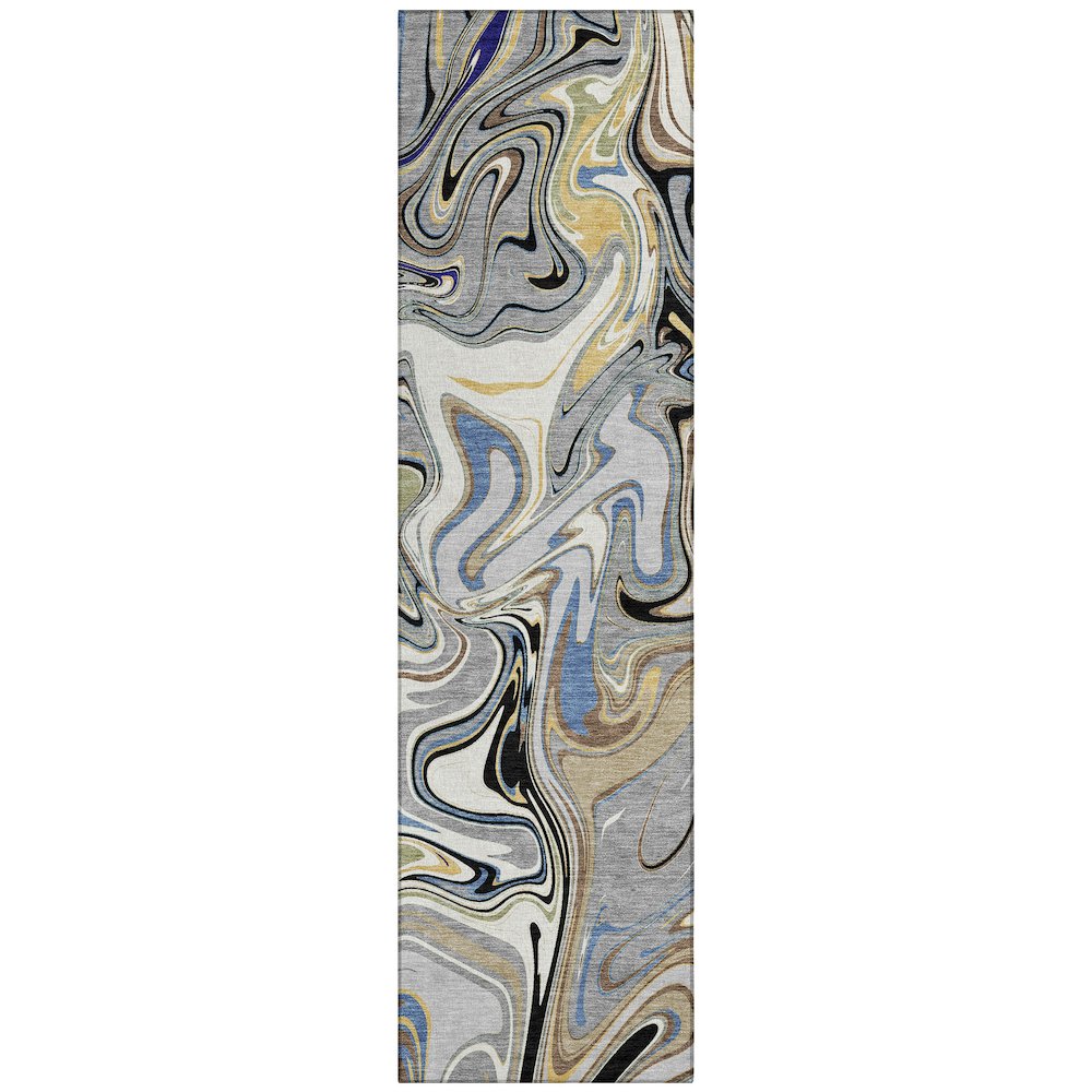 Machine Washable Indoor/Outdoor Chantille ACN2395 Gray 2'3" x 7'6" Runner Rug. Picture 1
