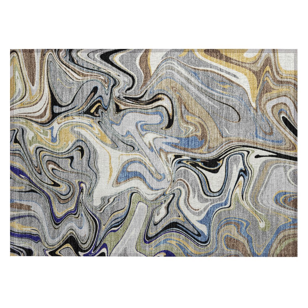 Machine Washable Indoor/Outdoor Chantille ACN2395 Gray 1'8" x 2'6" Rug. Picture 1