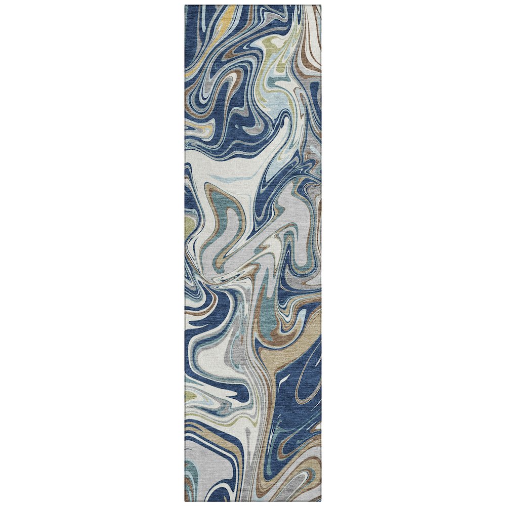 Machine Washable Indoor/Outdoor Chantille ACN2395 Blue 2'3" x 7'6" Runner Rug. Picture 1