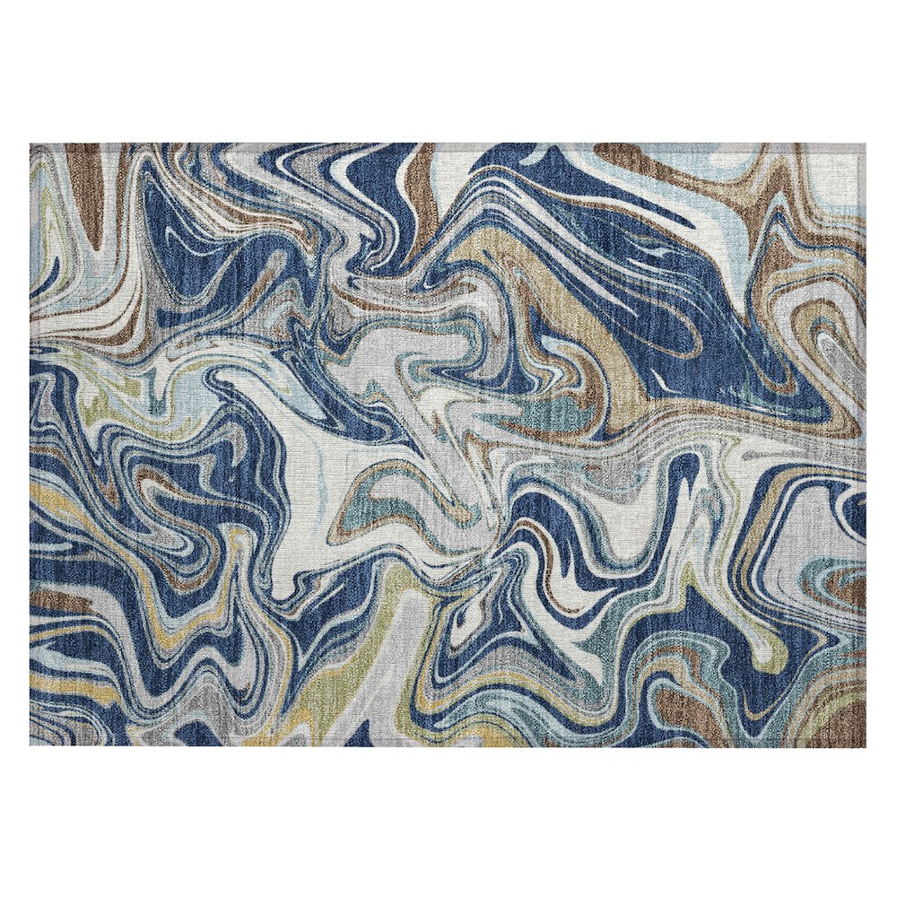 Machine Washable Indoor/Outdoor Chantille ACN2395 Blue 1'8" x 2'6" Rug. Picture 1