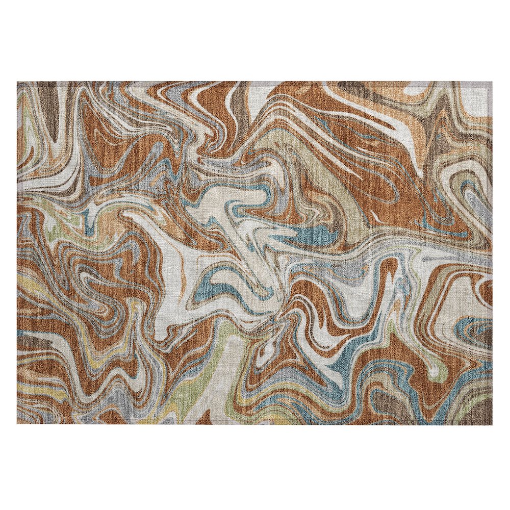 Machine Washable Indoor/Outdoor Chantille ACN2395 Orange 1'8" x 2'6" Rug. Picture 1