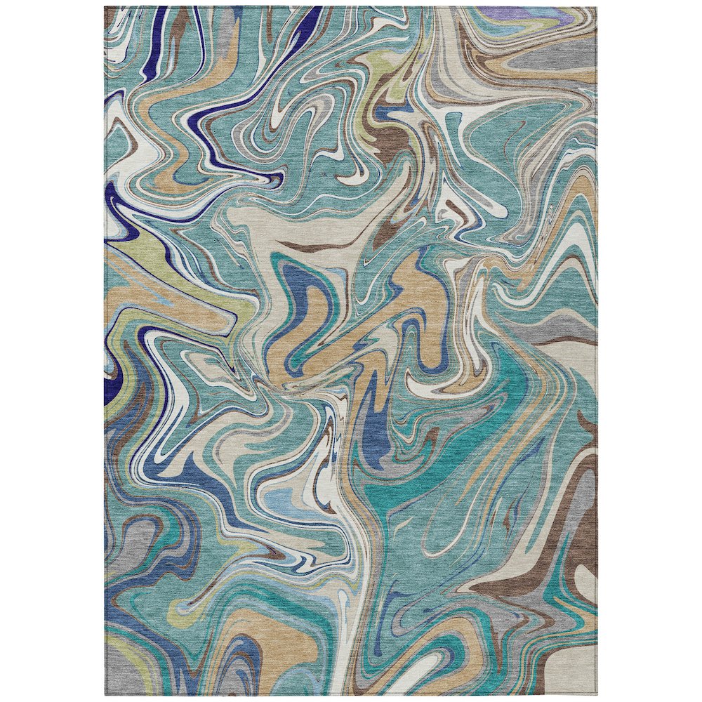 Machine Washable Indoor/Outdoor Chantille ACN2395 Teal 2'6" x 3'10" Rug. Picture 1