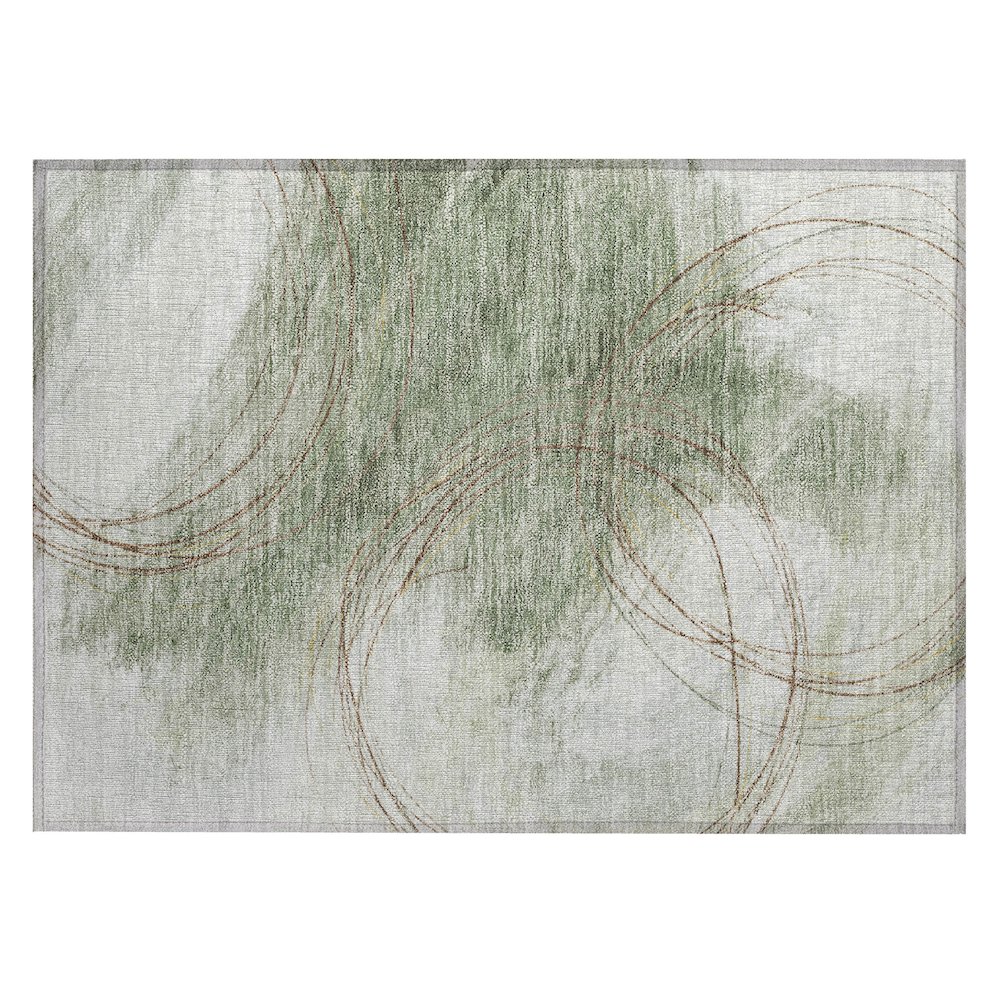 Machine Washable Indoor/Outdoor Chantille ACN2396 Green 1'8" x 2'6" Rug. Picture 1
