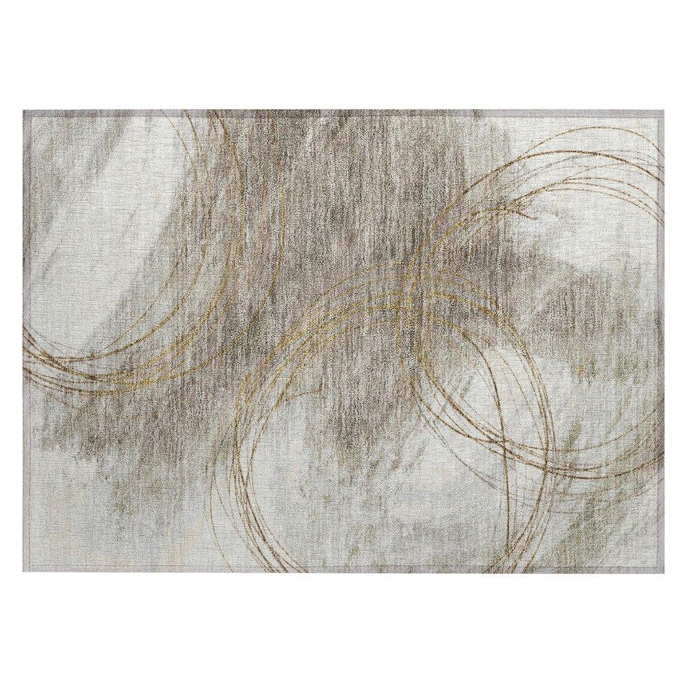 Machine Washable Indoor/Outdoor Chantille ACN2396 Brown 1'8" x 2'6" Rug. Picture 1