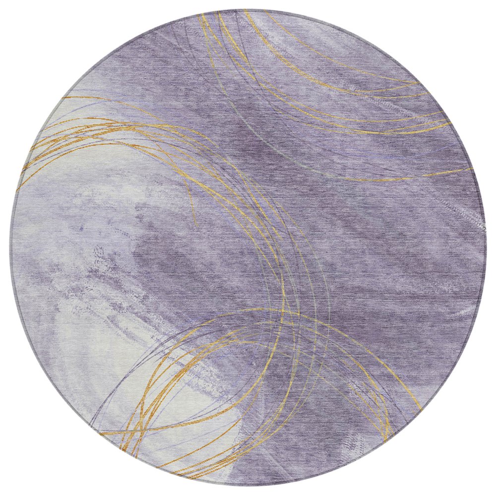Machine Washable Indoor/Outdoor Chantille ACN2396 Purple 8' x 8' Round Rug. Picture 1