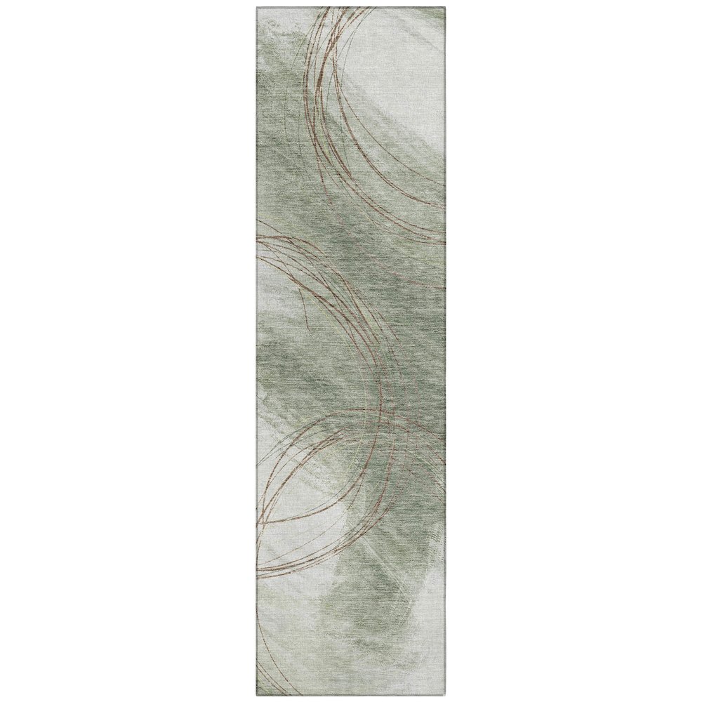 Machine Washable Indoor/Outdoor Chantille ACN2396 Green 2'3" x 7'6" Runner Rug. Picture 1