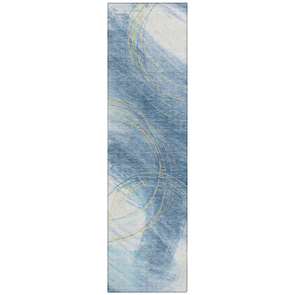 Machine Washable Indoor/Outdoor Chantille ACN2396 Blue 2'3" x 7'6" Runner Rug. Picture 1
