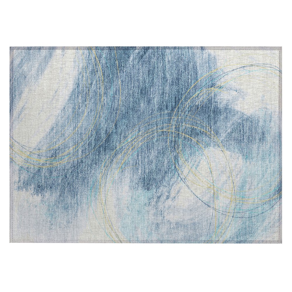 Machine Washable Indoor/Outdoor Chantille ACN2396 Blue 1'8" x 2'6" Rug. Picture 1