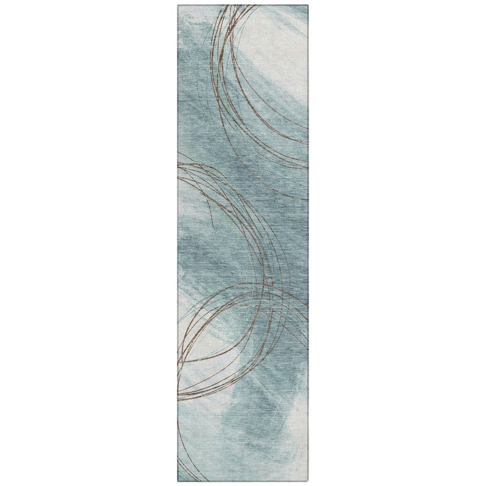 Machine Washable Indoor/Outdoor Chantille ACN2396 Teal 2'3" x 7'6" Runner Rug. Picture 1