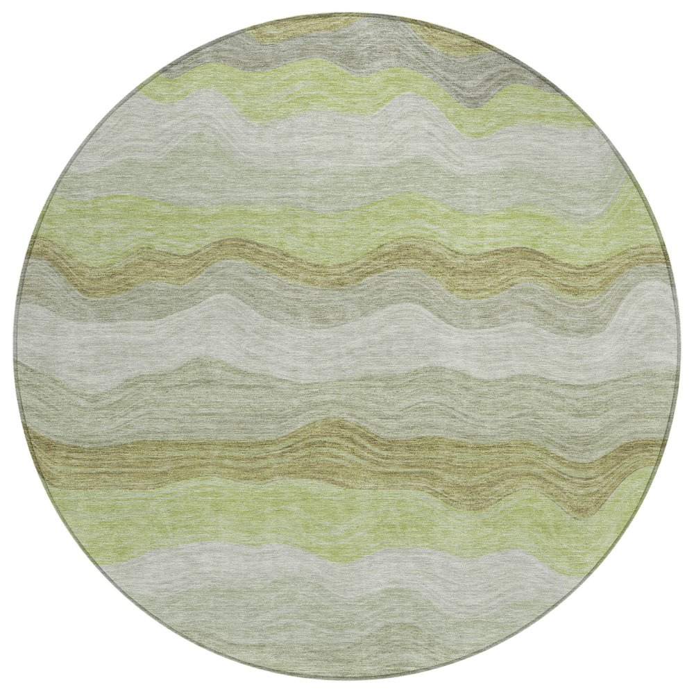 Machine Washable Indoor/Outdoor Chantille ACN2397 Green 8' x 8' Round Rug. Picture 1