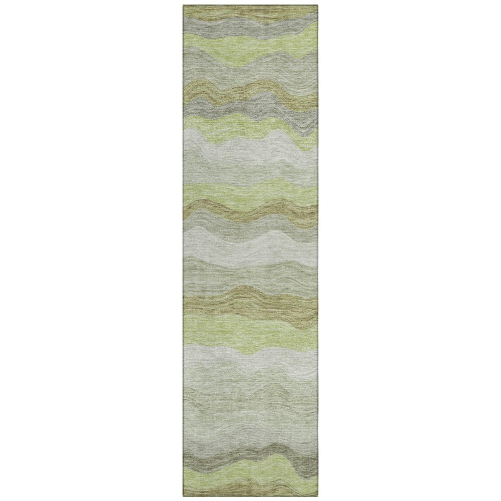 Machine Washable Indoor/Outdoor Chantille ACN2397 Green 2'3" x 7'6" Runner Rug. Picture 1
