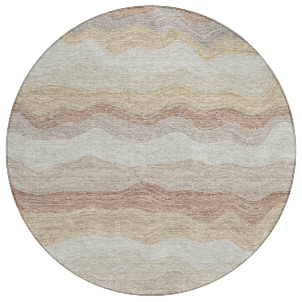 Machine Washable Indoor/Outdoor Chantille ACN2397 Brown 8' x 8' Round Rug. Picture 1