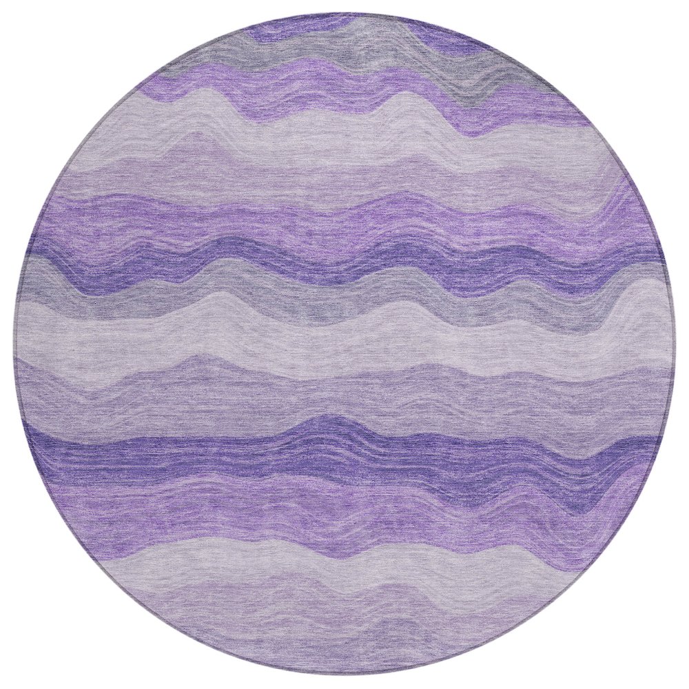 Machine Washable Indoor/Outdoor Chantille ACN2397 Purple 8' x 8' Round Rug. Picture 1