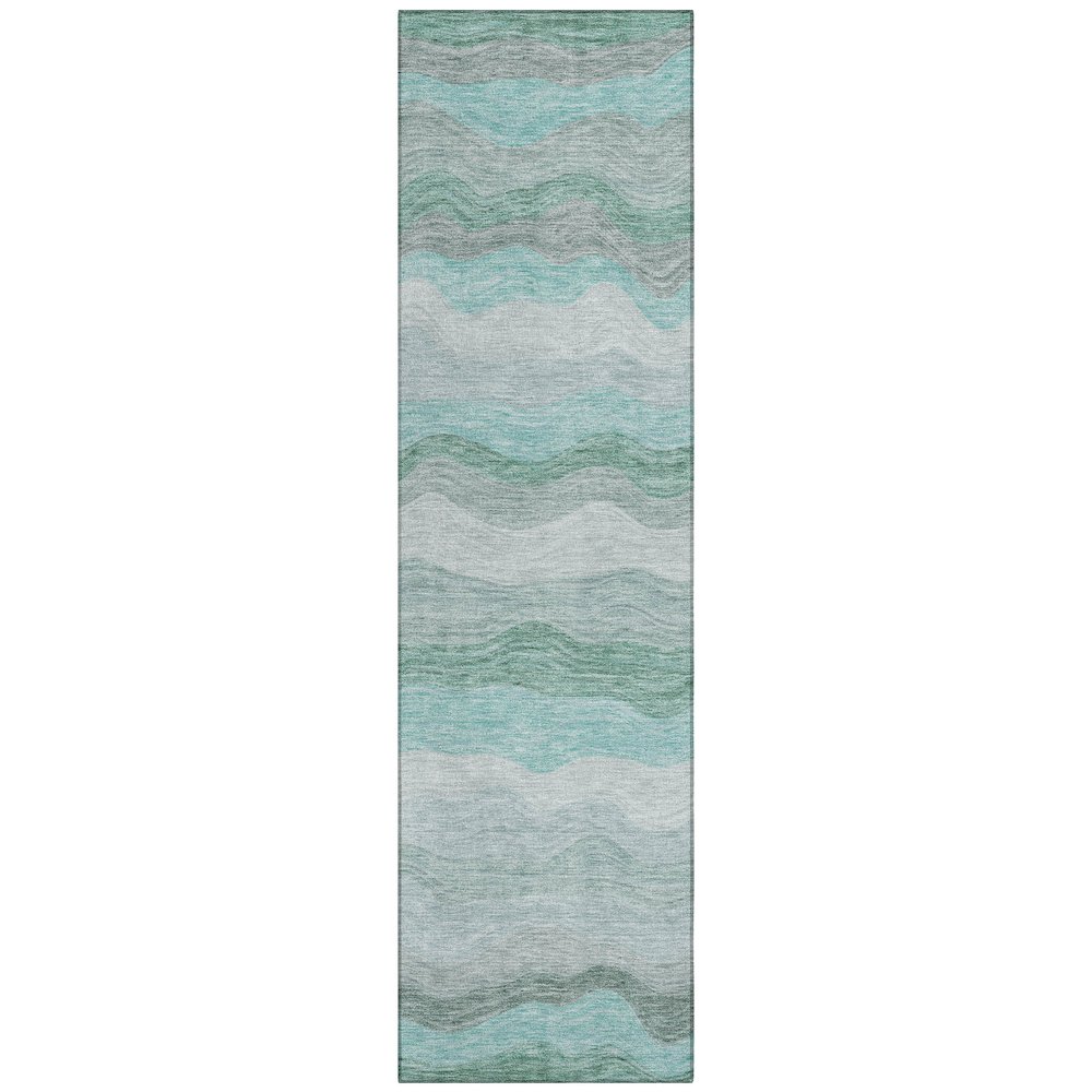 Machine Washable Indoor/Outdoor Chantille ACN2397 Teal 2'3" x 7'6" Runner Rug. Picture 1