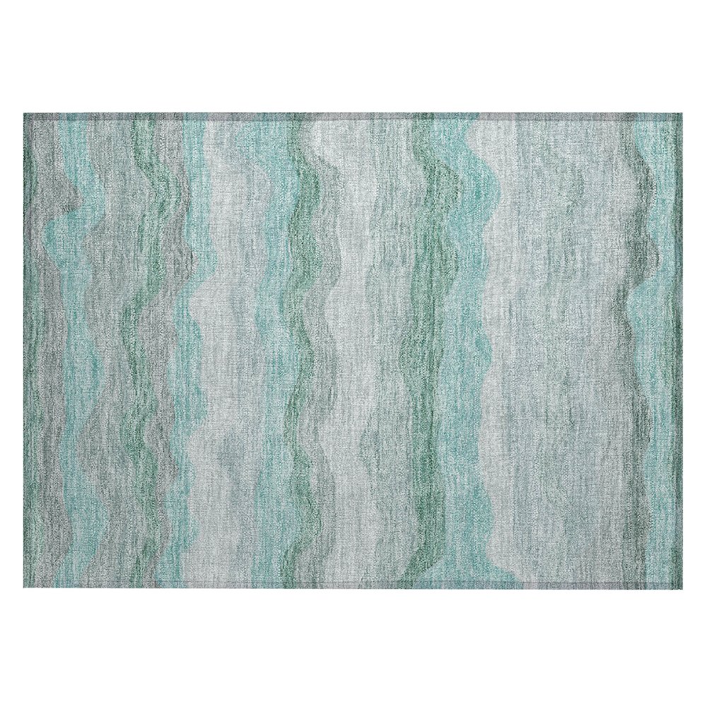 Machine Washable Indoor/Outdoor Chantille ACN2397 Teal 1'8" x 2'6" Rug. Picture 1