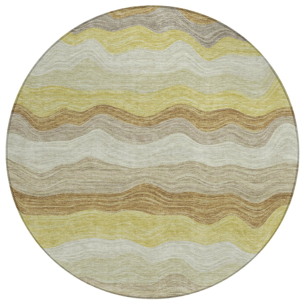 Machine Washable Indoor/Outdoor Chantille ACN2397 Gold 8' x 8' Round Rug. Picture 1