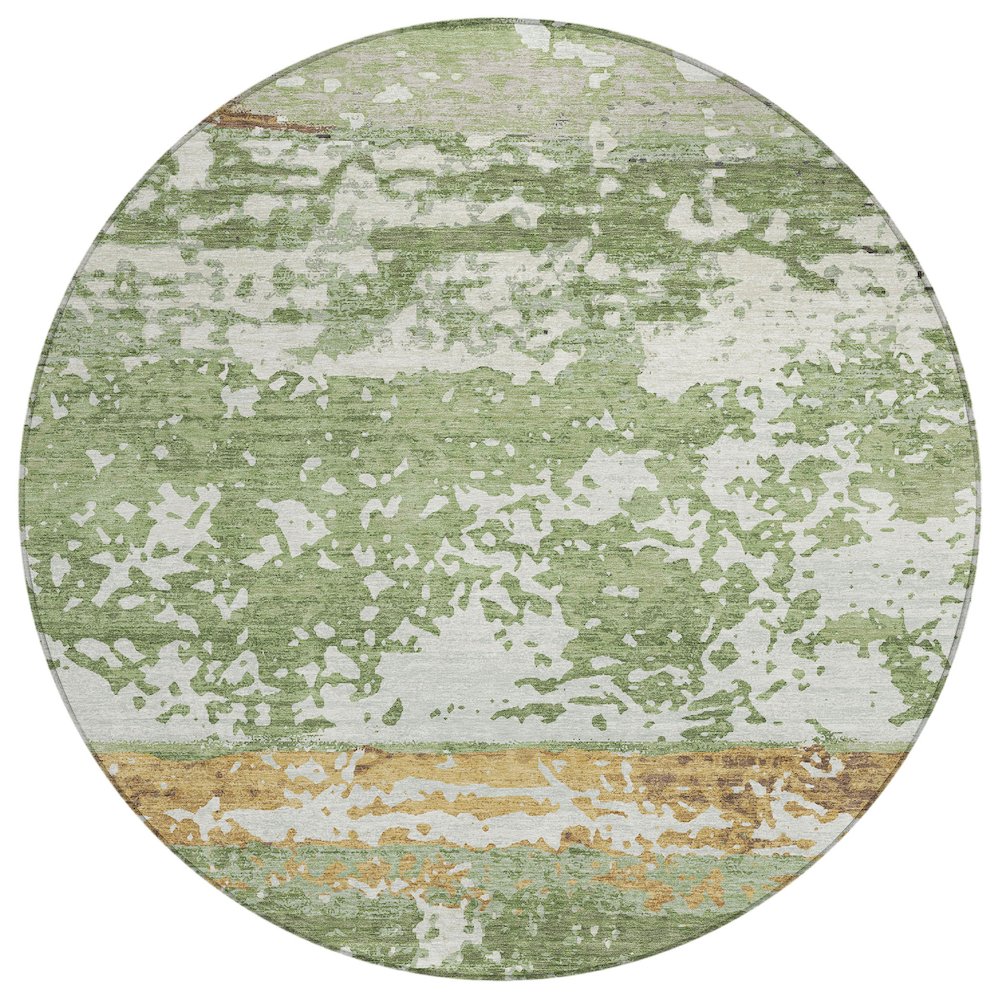 Machine Washable Indoor/Outdoor Chantille ACN2398 Green 8' x 8' Round Rug. Picture 1