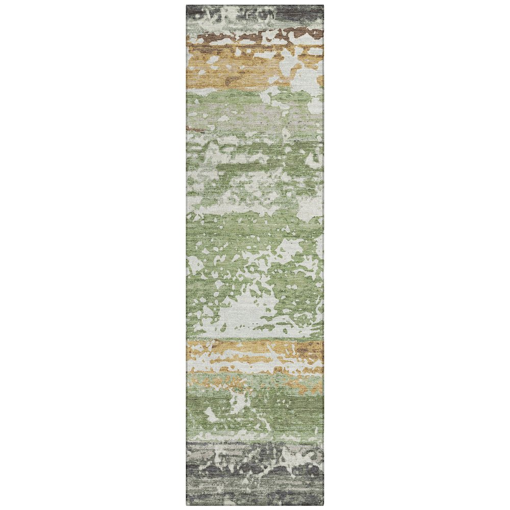 Machine Washable Indoor/Outdoor Chantille ACN2398 Green 2'3" x 7'6" Runner Rug. Picture 1