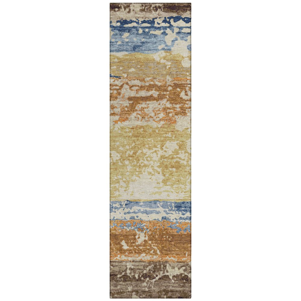 Machine Washable Indoor/Outdoor Chantille ACN2398 Gold 2'3" x 7'6" Runner Rug. Picture 1