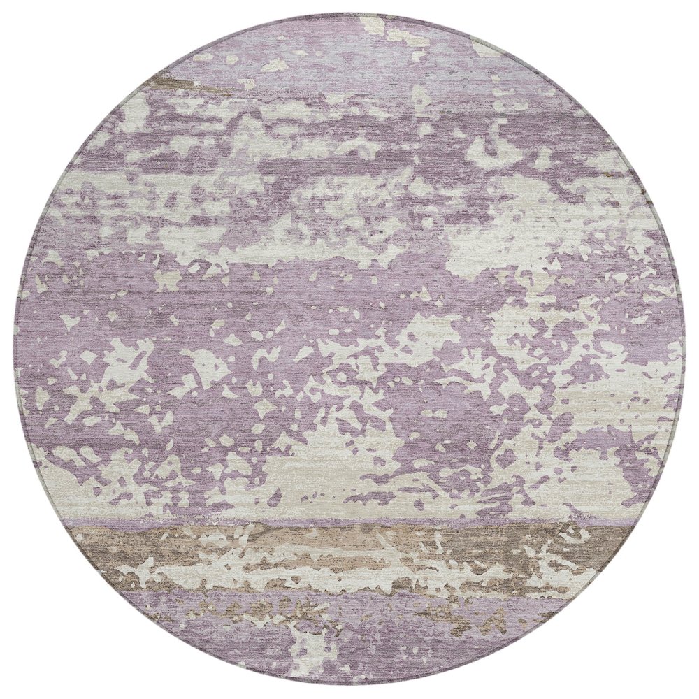 Machine Washable Indoor/Outdoor Chantille ACN2398 Purple 8' x 8' Round Rug. Picture 1