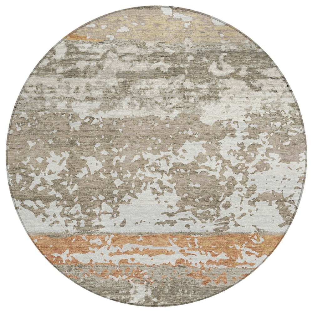 Machine Washable Indoor/Outdoor Chantille ACN2398 Brown 8' x 8' Round Rug. Picture 1
