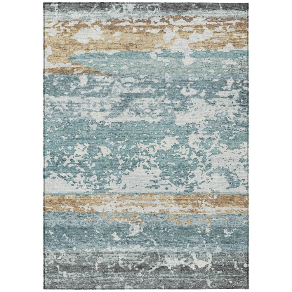 Machine Washable Indoor/Outdoor Chantille ACN2398 Teal 2'6" x 3'10" Rug. Picture 1
