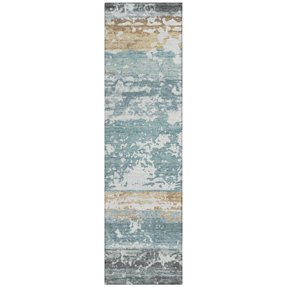 Machine Washable Indoor/Outdoor Chantille ACN2398 Teal 2'3" x 7'6" Runner Rug. Picture 1