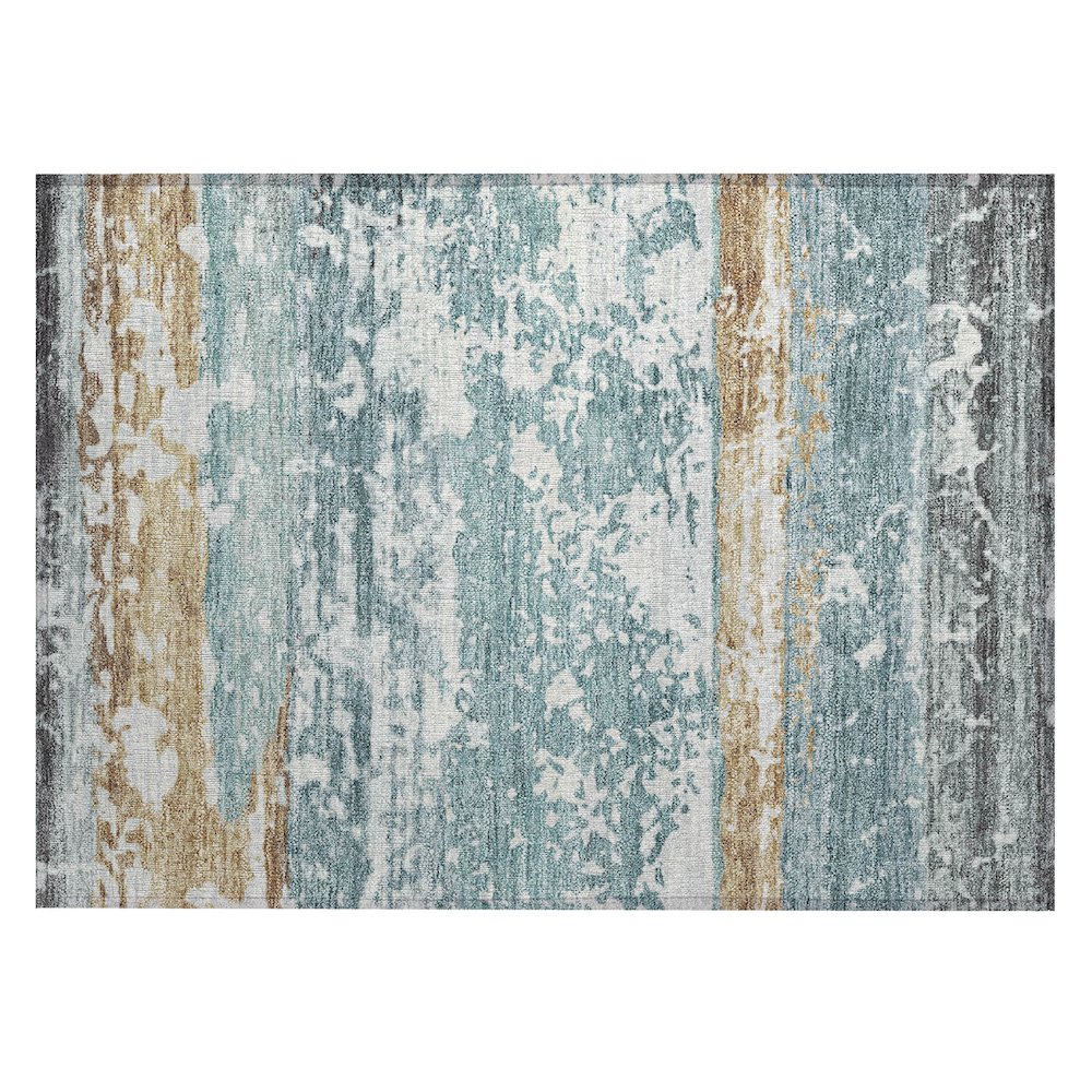 Machine Washable Indoor/Outdoor Chantille ACN2398 Teal 1'8" x 2'6" Rug. Picture 1