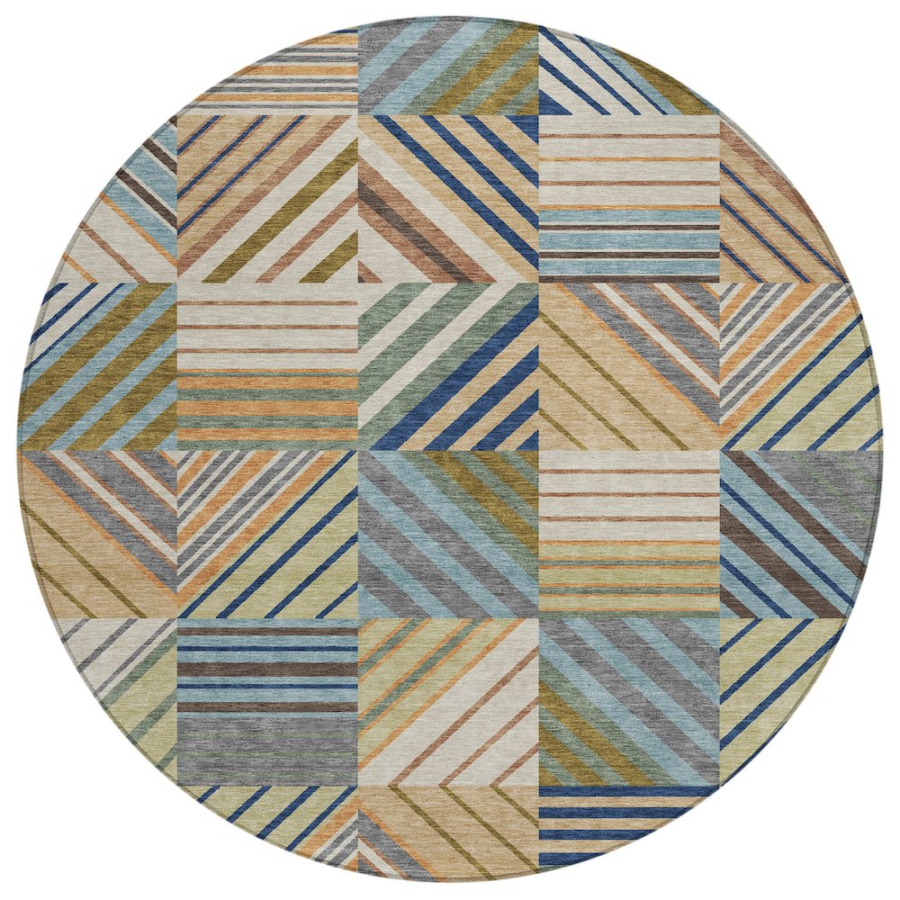Machine Washable Indoor/Outdoor Chantille ACN2399 Brown 8' x 8' Round Rug. Picture 1