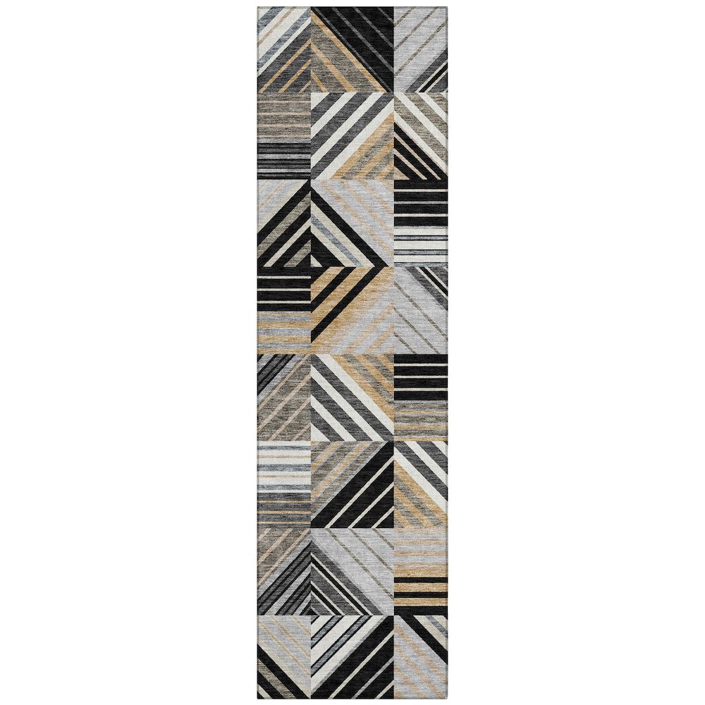 Machine Washable Indoor/Outdoor Chantille ACN2399 Black 2'3" x 7'6" Runner Rug. Picture 1