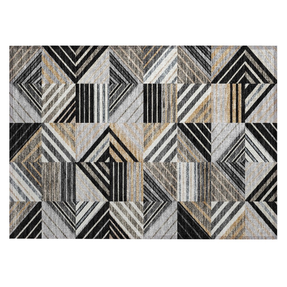 Machine Washable Indoor/Outdoor Chantille ACN2399 Black 1'8" x 2'6" Rug. Picture 1