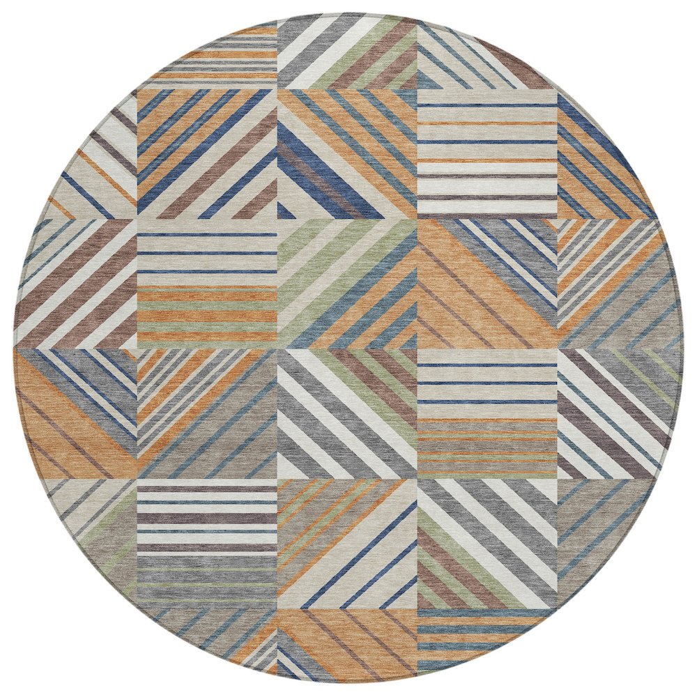 Machine Washable Indoor/Outdoor Chantille ACN2399 Orange 8' x 8' Round Rug. Picture 1