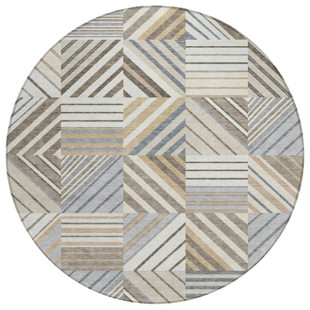 Machine Washable Indoor/Outdoor Chantille ACN2399 Ivory 8' x 8' Round Rug. Picture 1