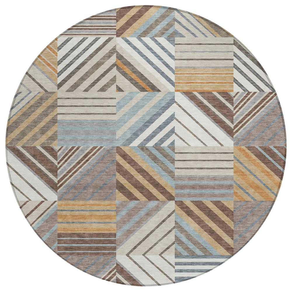 Machine Washable Indoor/Outdoor Chantille ACN2399 Brown 8' x 8' Round Rug. Picture 1