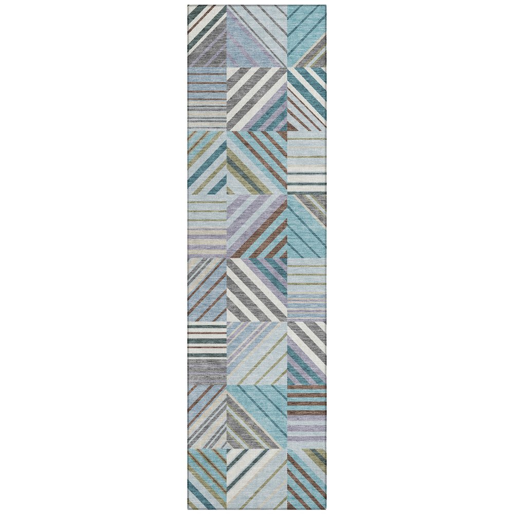 Machine Washable Indoor/Outdoor Chantille ACN2399 Teal 2'3" x 7'6" Runner Rug. Picture 1