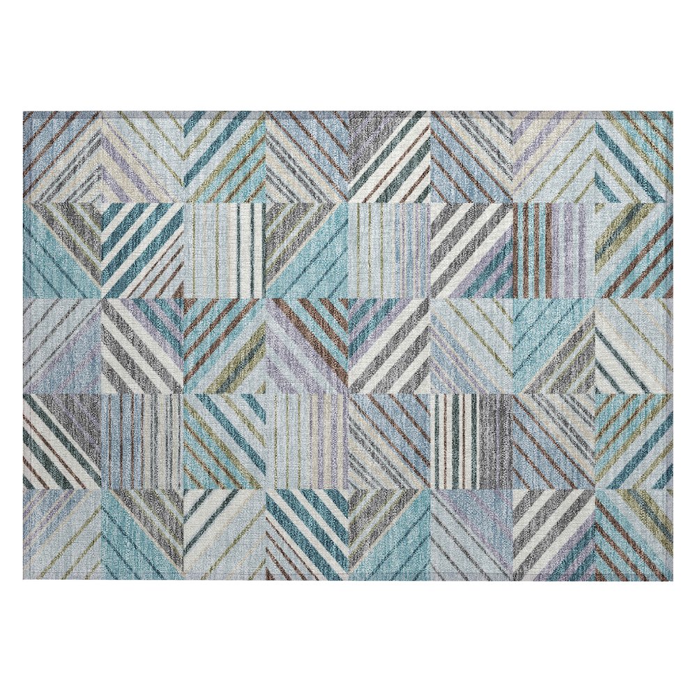 Machine Washable Indoor/Outdoor Chantille ACN2399 Teal 1'8" x 2'6" Rug. Picture 1