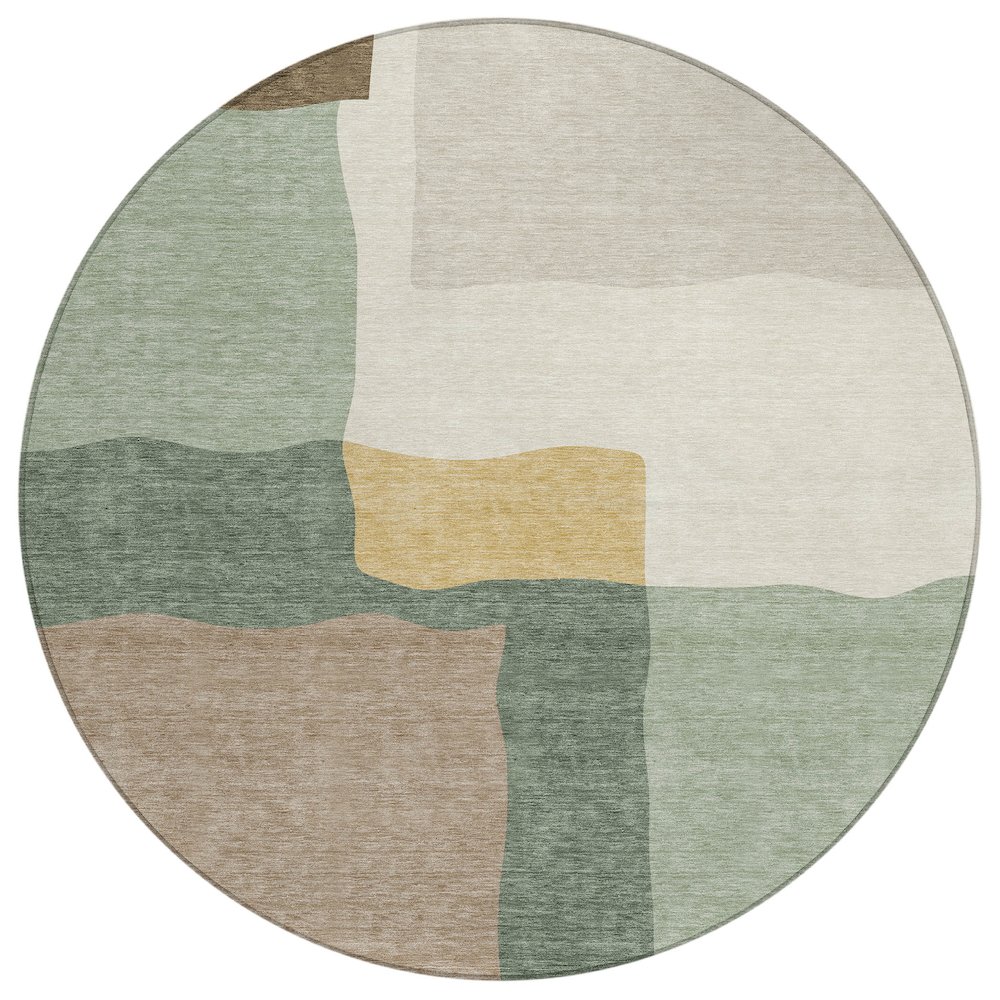 Machine Washable Indoor/Outdoor Chantille ACN2400 Green 8' x 8' Round Rug. Picture 1