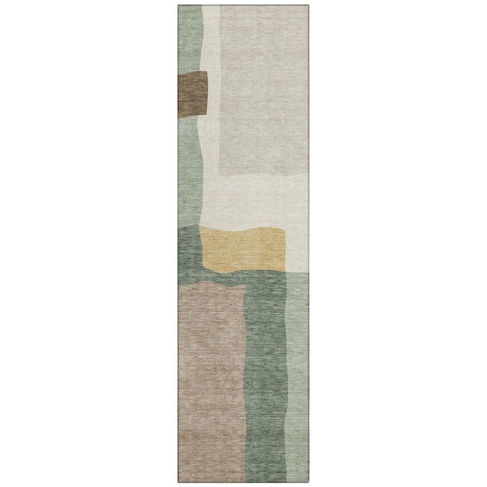 Machine Washable Indoor/Outdoor Chantille ACN2400 Green 2'3" x 7'6" Runner Rug. Picture 1