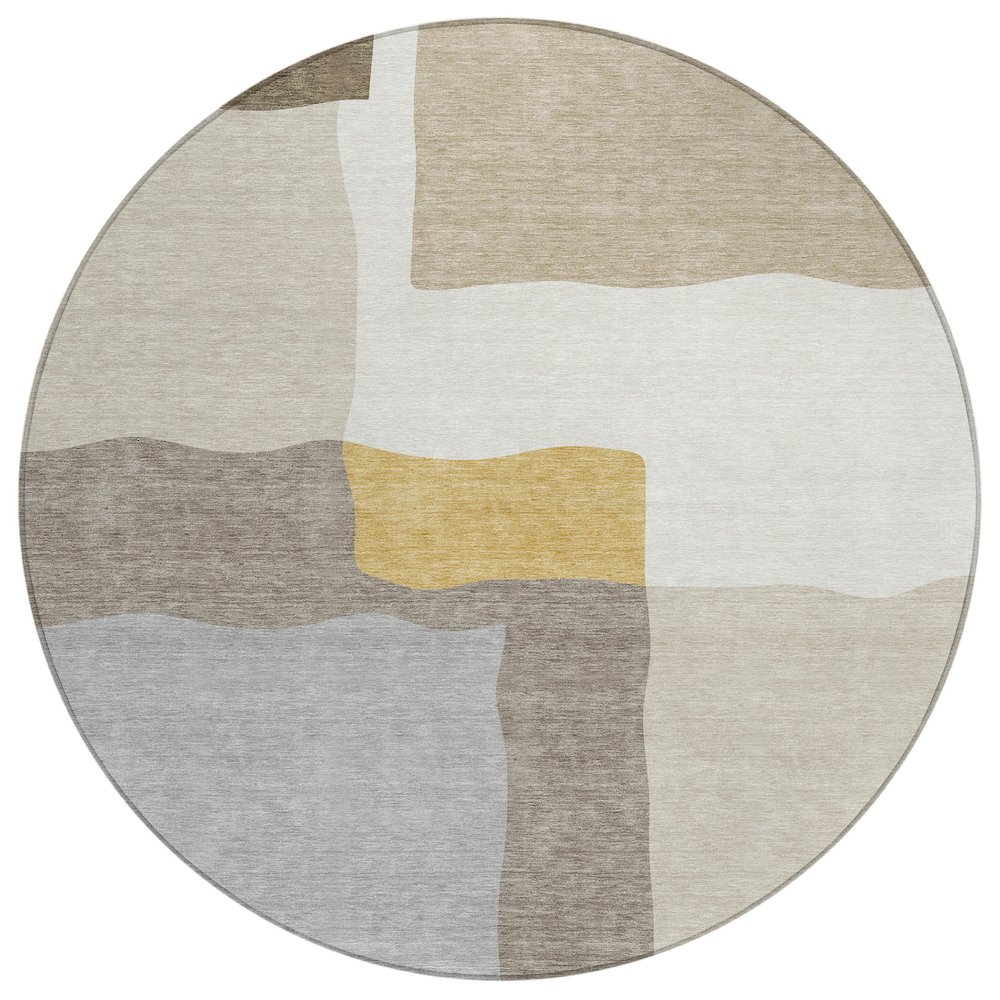 Machine Washable Indoor/Outdoor Chantille ACN2400 Brown 8' x 8' Round Rug. Picture 1