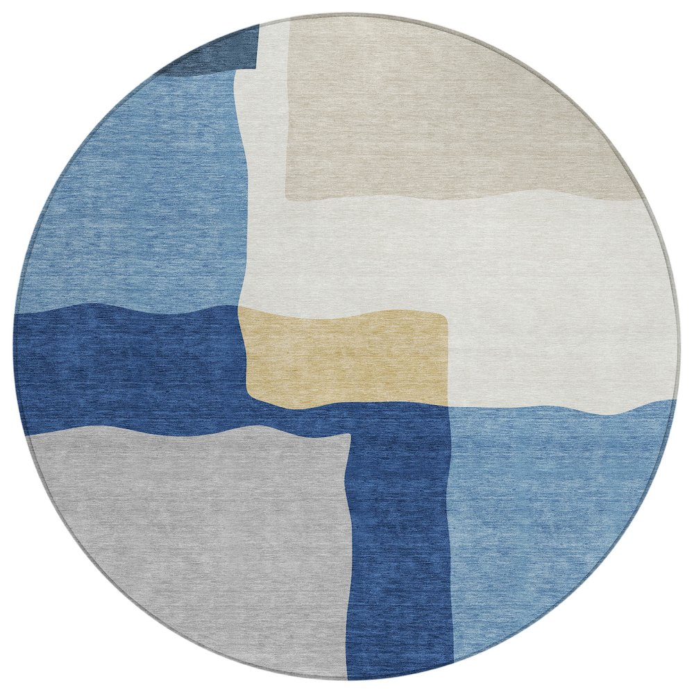 Machine Washable Indoor/Outdoor Chantille ACN2400 Blue 8' x 8' Round Rug. Picture 1