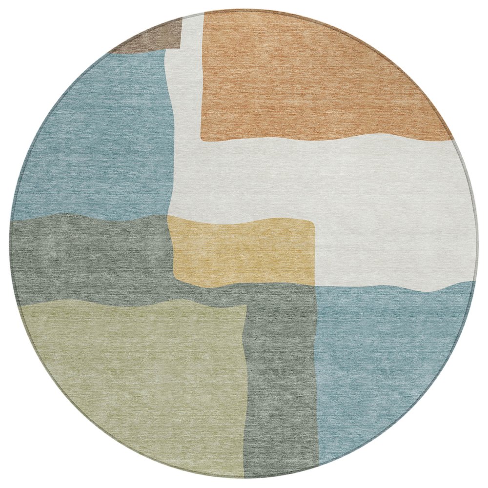 Machine Washable Indoor/Outdoor Chantille ACN2400 Blue 8' x 8' Round Rug. Picture 1