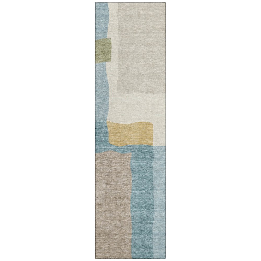 Machine Washable Indoor/Outdoor Chantille ACN2400 Teal 2'3" x 7'6" Runner Rug. Picture 1