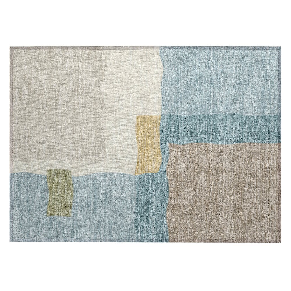 Machine Washable Indoor/Outdoor Chantille ACN2400 Teal 1'8" x 2'6" Rug. Picture 1